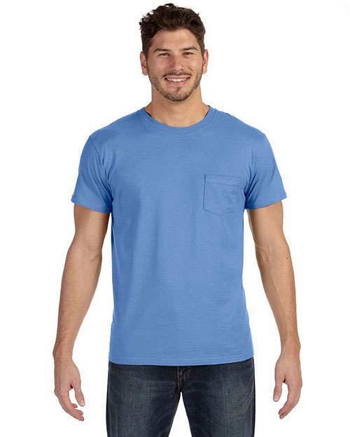 Hanes 498P Men 4.5 Oz. 100% Ringspun Cotton Nano-T T-Shirt With Pocket at GotApparel