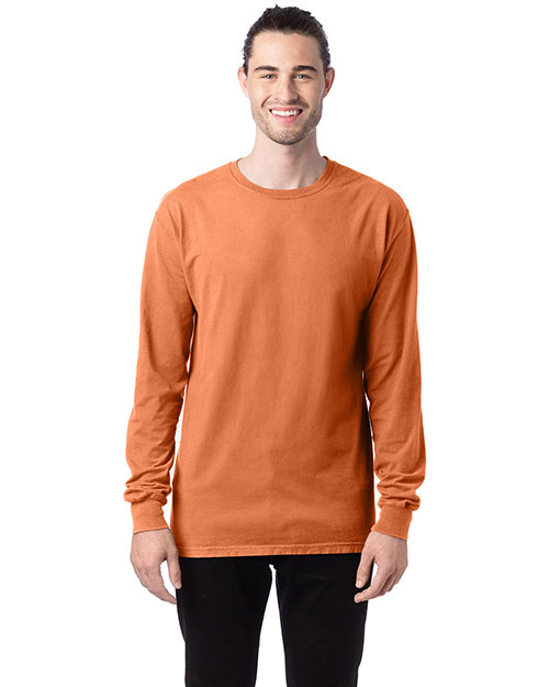 Hanes GDH200 Men Garment-Dyed Long-Sleeve T-Shirt at GotApparel