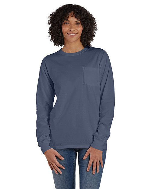 Comfortwash By Hanes GDH250 Unisex Garment-Dyed Long-Sleeve Pocket T-Shirt at GotApparel