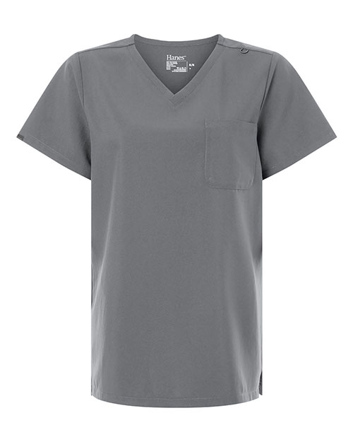 Hanes HSB000 Women's V-Neck 1 Pocket Scrub Top at GotApparel