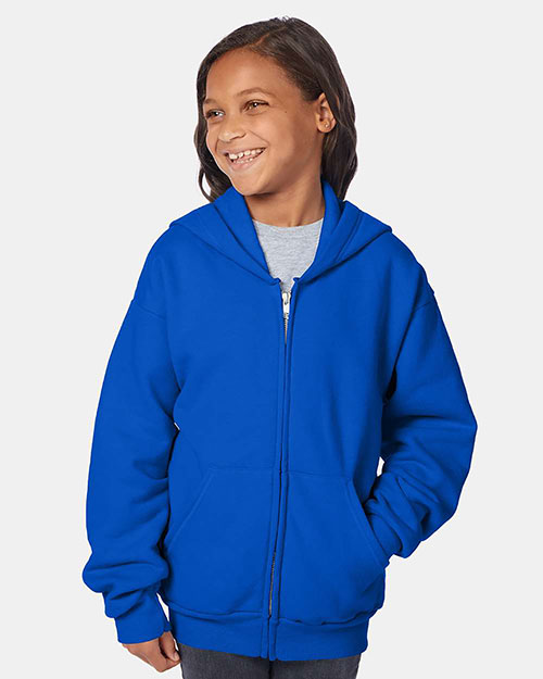 Hanes P480 Boys 7.8 Oz. Comfort Blend Eco Smart 50/50 Full-Zip Hood at GotApparel