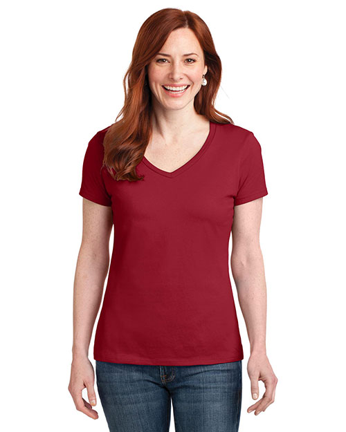 Hanes S04V Women 4.5 oz Nano-T®Cotton V-Neck T-Shirt at GotApparel