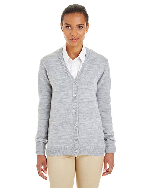 Harriton M425W Women Pilbloc V-Neck Button Cardigan Sweater at GotApparel