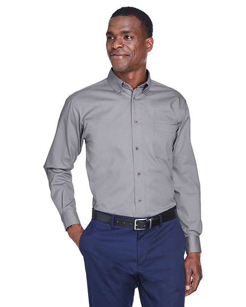 Harriton M500 Men Easy Blend Long-Sleeve Twill Shirt With Stain-Release at GotApparel