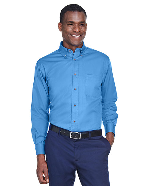 Harriton M500 Men Easy Blend Long-Sleeve Twill Shirt With Stain-Release ...