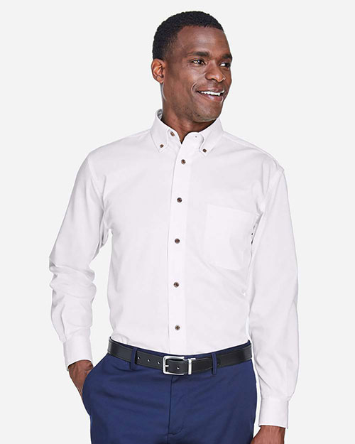 Harriton M500 Men Easy Blend Long-Sleeve Twill Shirt With Stain-Release at GotApparel