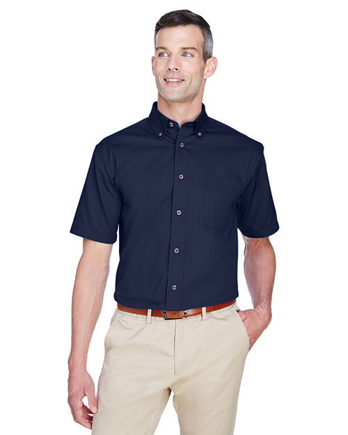 Harriton M500S Men Easy Blend Short-Sleeve Twill Shirt With Stain-Release at GotApparel