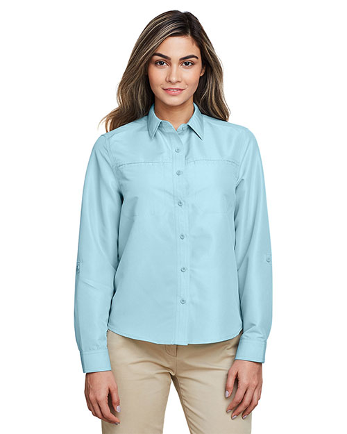 Harriton M580LW Women Ladies' Key West Long-Sleeve Performance Staff Shirt at GotApparel
