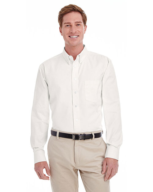 Harriton M581T Men Tall Foundation 100% Cotton Long-Sleeve Twill Shirt With Teflon at GotApparel