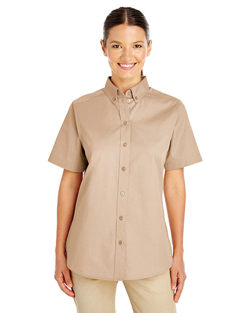 Harriton M582W Women 100% Cotton Short-Sleeve Twill Shirt at GotApparel