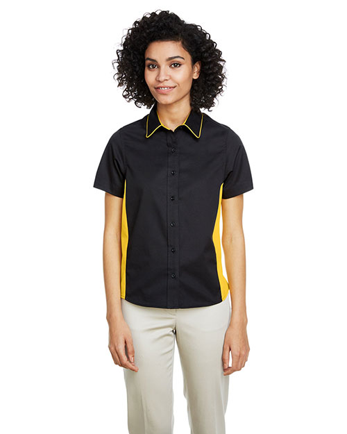 Harriton M586W Women Ladies' Flash Il Colorblock Short Sleeve Shirt at GotApparel