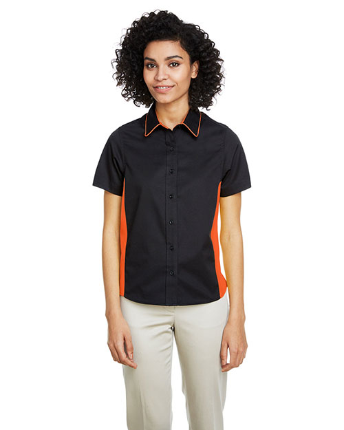 Harriton M586W Women Ladies' Flash Il Colorblock Short Sleeve Shirt at GotApparel