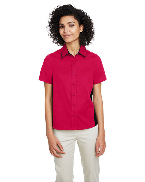 Harriton M586W Women Ladies' Flash Il Colorblock Short Sleeve Shirt at GotApparel