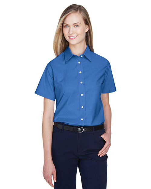 Harriton M600SW Women Short-Sleeve Oxford With Stain-Release at GotApparel