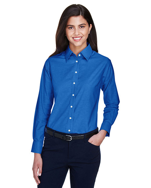 Harriton M600W Women Long-Sleeve Oxford With Stain-Release at GotApparel