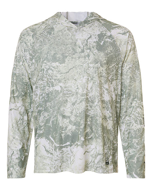 HUK H12L0047 Men's Pursuit Mossy Oak Printed Hooded Long Sleeve T-Shirt at GotApparel