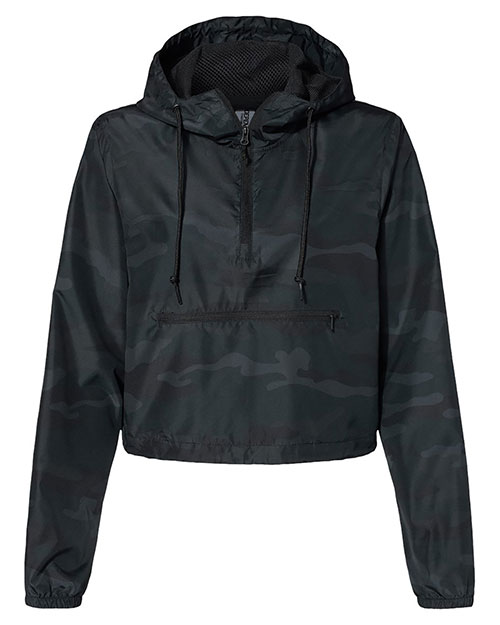Independent Trading Co. EXP64CRP Women 's Lightweight Quarter-Zip Pullover Crop Windbreaker at GotApparel