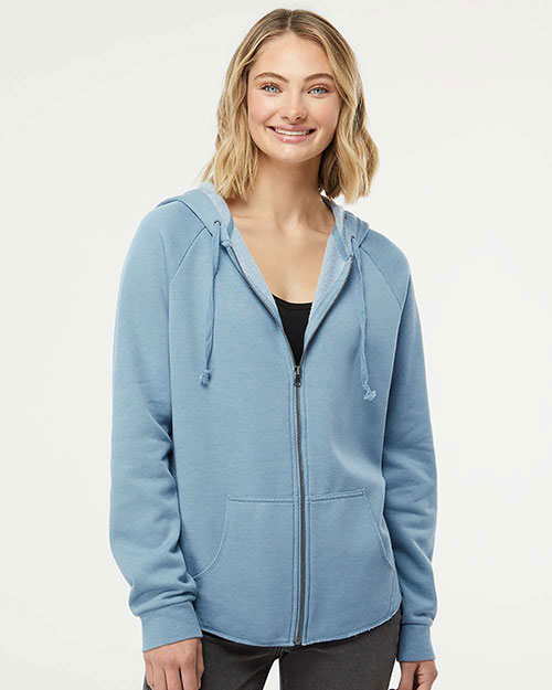 Independent Trading Co. PRM2500Z Women 's California Wave Wash Full-Zip Hooded Sweatshirt at GotApparel