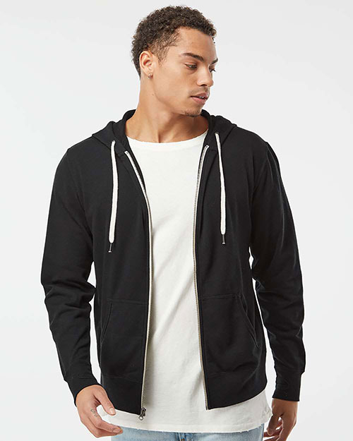 Independent Trading Co. PRM90HTZ Men Heathered French Terry Full-Zip Hooded Sweatshirt at GotApparel