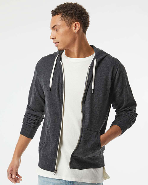 Independent Trading Co. PRM90HTZ Men Heathered French Terry Full-Zip Hooded Sweatshirt at GotApparel