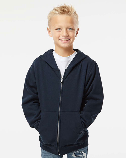 Independent Trading Co. SS4001YZ Boys Youth Midweight Full-Zip Hooded Sweatshirt at GotApparel