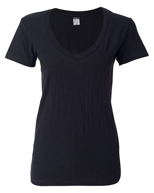 J America 8169 Women's V-Neck Slub T-Shirt at GotApparel