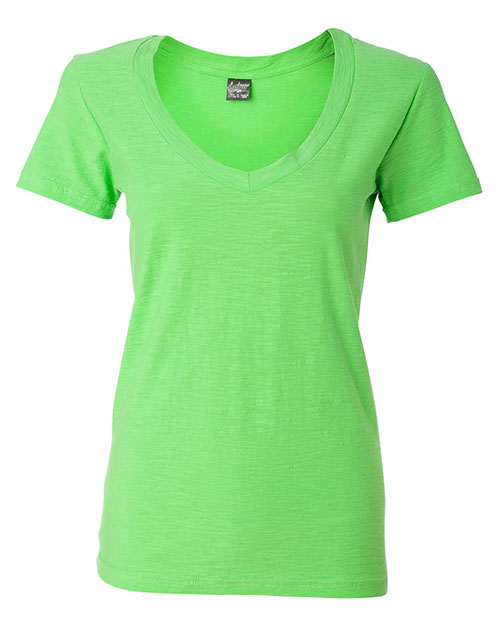 J America 8169 Women's V-Neck Slub T-Shirt at GotApparel
