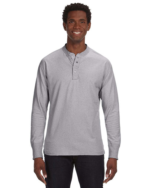 J America J8244 Men Vintage Brushed Long-Sleeve Jersey Henley at GotApparel