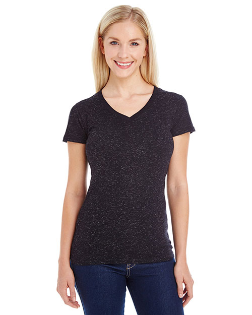 J America JA8136 Women Glitter V-Neck T-Shirt at GotApparel