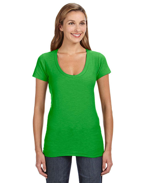 J America JA8169 Ladies' V-Neck Slub T-Shirt at GotApparel