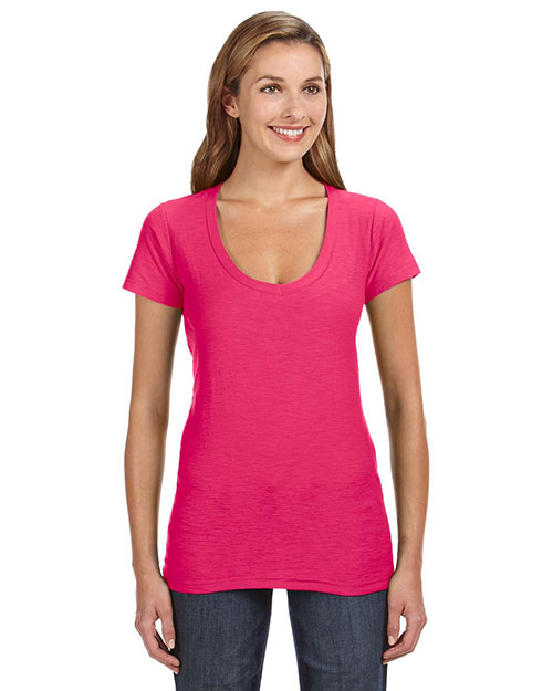 J America JA8169 Ladies' V-Neck Slub T-Shirt at GotApparel