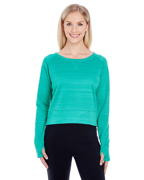 J America JA8663 Women Odyssey Striped Poly Fleece Hi-Lo Crew at GotApparel