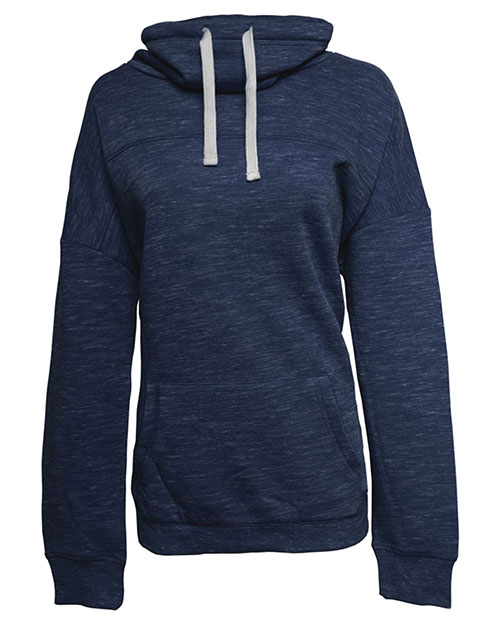 J America JA8673 Women Melange Fleece Cowl Neck Sweatshirt at GotApparel