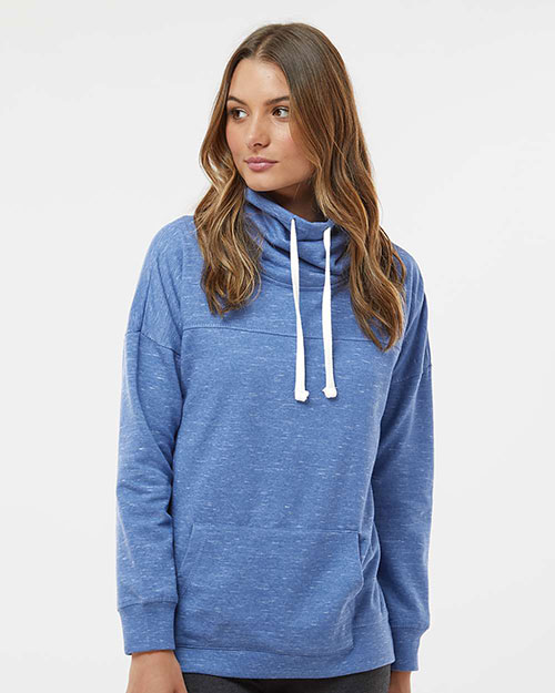 J America JA8673 Women Melange Fleece Cowl Neck Sweatshirt at GotApparel