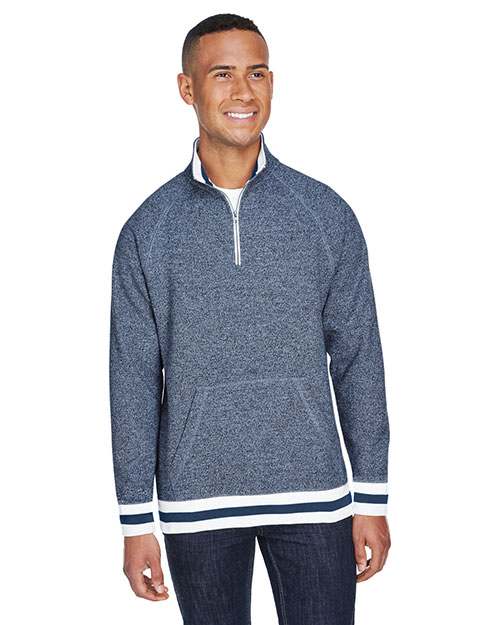 J America JA8703 Men Peppered Fleece Quarter-Zip at GotApparel