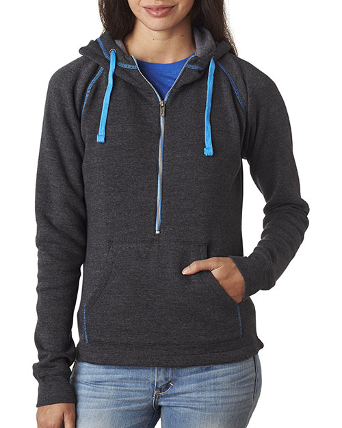 J America J8876 Women 1/2-Zip Tri-Blend Hooded Fleece at GotApparel
