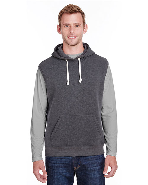 J America JA8877 Men Triblend Fleece Sleeveless Hooded Sweatshirt at GotApparel