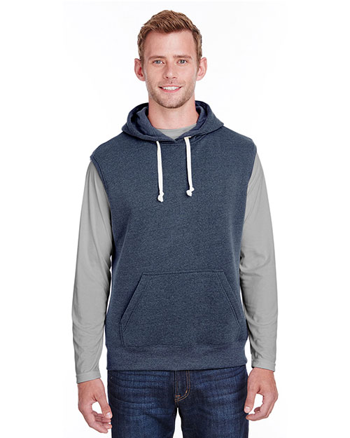 J America JA8877 Men Triblend Fleece Sleeveless Hooded Sweatshirt at GotApparel