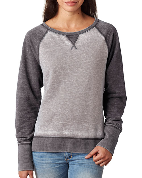 J America J8927 Women Zen Contrast Crew at GotApparel
