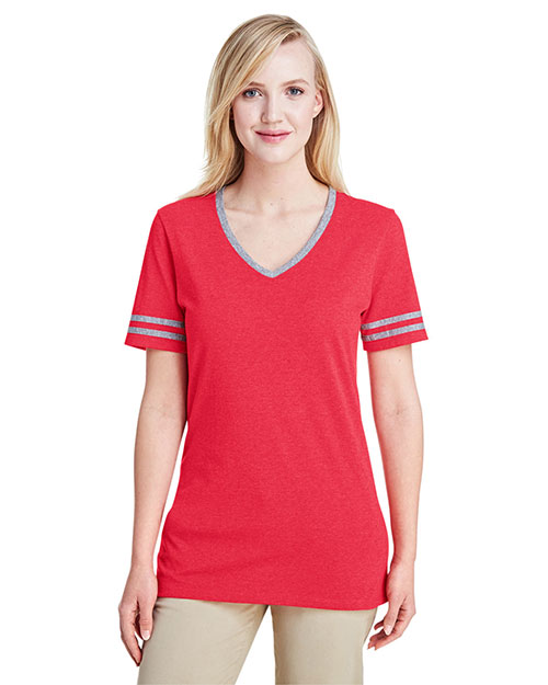Jerzees 602WVR Women 4.5 oz. TRI-BLEND Varsity V-Neck T-Shirt at GotApparel
