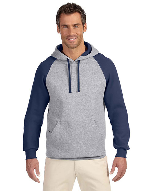 Jerzees 96CR Men 50/50 Nublend Colorblock Raglan Pullover Hood at GotApparel