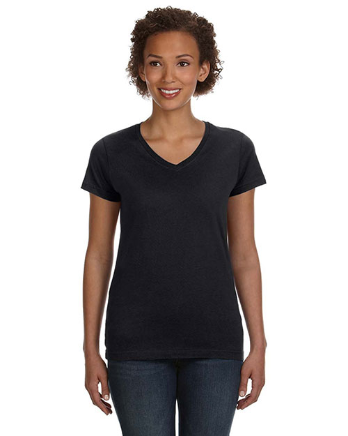 Lat 3507 Women V-Neck Fine Jersey T-Shirt at GotApparel