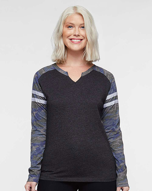 LAT 3534 Ladies Gameday Mash Up Long-Sleeve T-Shirt at GotApparel