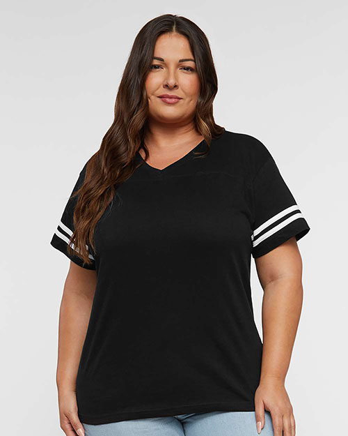 Lat 3537 Adult Football V-Neck Tee at GotApparel