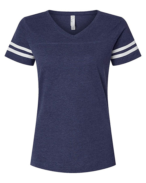 LAT 3537 Women's Football V-Neck Fine Jersey Tee at GotApparel