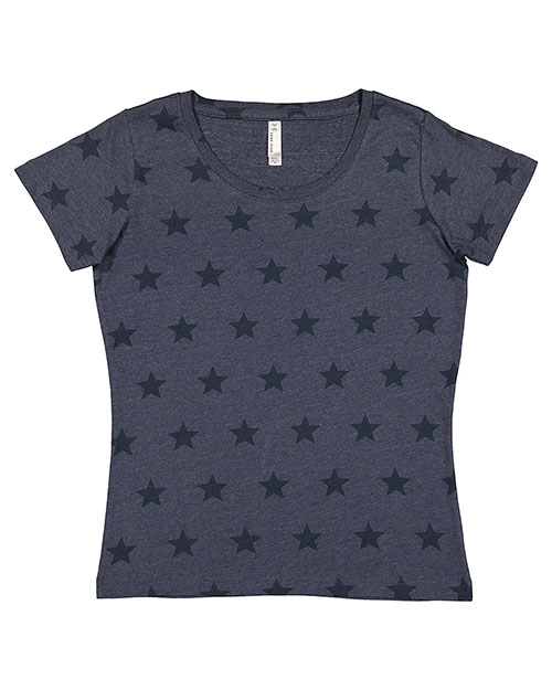 Lat 3629 Women Code V Ladies Patriot Print Crew Neck Tees at GotApparel
