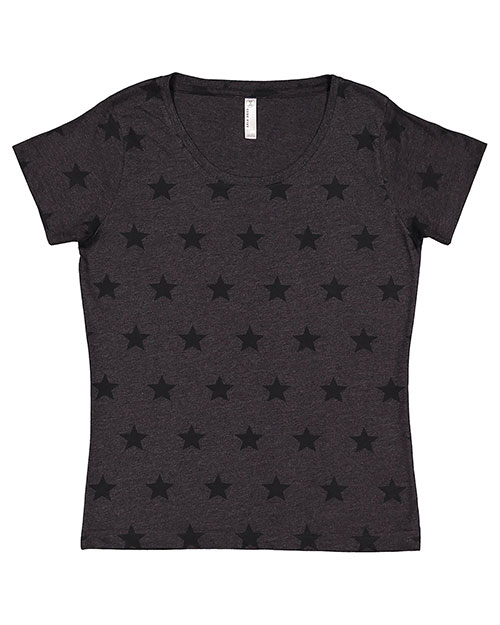 Lat 3629 Women Code V Ladies Patriot Print Crew Neck Tees at GotApparel