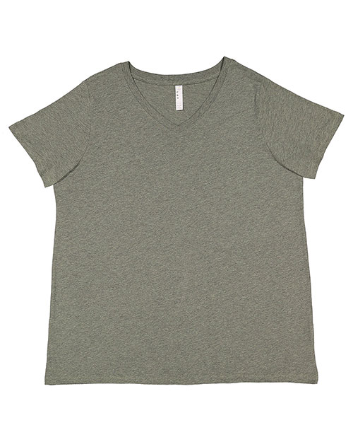 LAT 3817 Ladies' Curvy V-Neck Fine Jersey T-Shirt at GotApparel