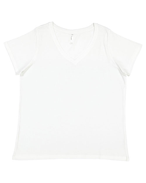 LAT 3817 Ladies' Curvy V-Neck Fine Jersey T-Shirt at GotApparel