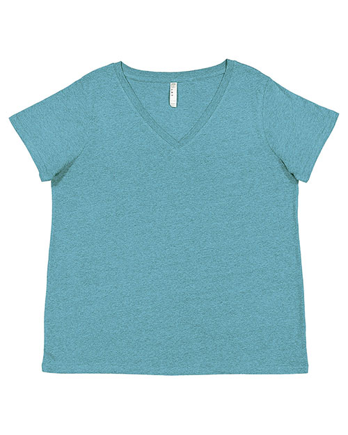 LAT 3817 Ladies' Curvy V-Neck Fine Jersey T-Shirt at GotApparel